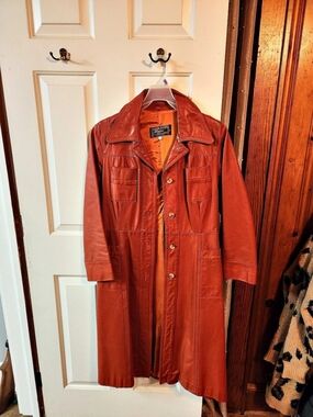 Learsi Women's Leather Trench Coat Size 14 Like New